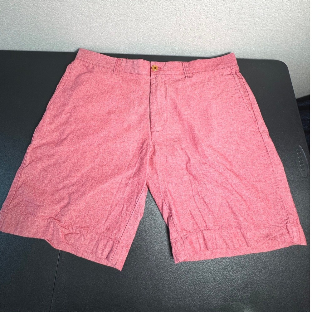 J.Crew Gramercy Shorts Mens 38W Red White Chambray Cotton‎ E7954 SP17